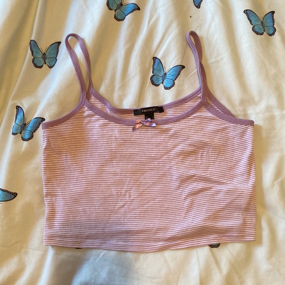 Purple striped crop top